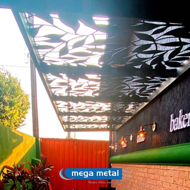 Pergolados em chapa metálica cortada a laser pela Mega Metal